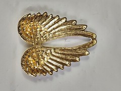 Beautiful Angel Wings Brooch Pendant Iridescent Rhinestones Gold Tone White Pink