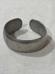 Vintage Pewter Silver Cuff Bracelet Signed Simmons Engraved With Initials Any