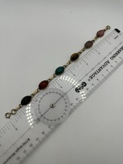 VTG 12k Gold Filled Multi Gemstone Scarab Bracelet 8in 12g Signed Estate Read