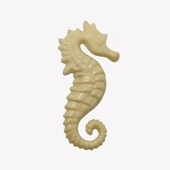 Vintage Plastic Seahorse Brooch Off-White Large 3″ Long