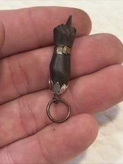 VERY RARE Vintage FOLK ART Hand Carved FIGA Good Luck Necklace Pendant