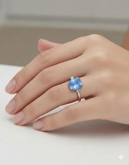 Vintage 14K White Gold Engagement Ring 8.94ct.Natural Blue Cushion Sapphire GIA