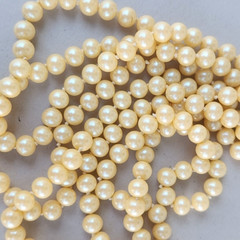 Faux Pearl Necklace Vtg Peach Beaded 8mm Knotted Dubarry Flower Clip 55″