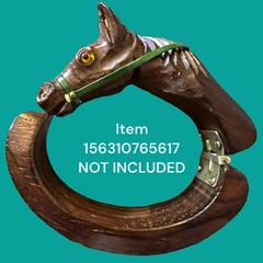 Leather & Carved Wood, Wooden Horse Brooch, Bakelite Era Equestrian Figural Pin