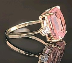 Vintage 14k Yellow Gold Engagement Ring 9.07ct. Natural Pink Tourmaline Cushion