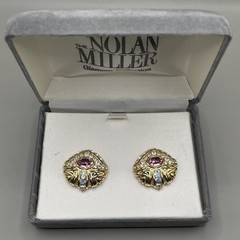 Nolan Miller Pink Venus Women’s Clip On Earrings Gold Plated Crystals