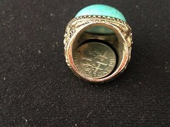 Vintage Ring, Oval shape Turquoise stone, Gold Tone, Size 7, Unknown Metal