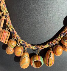 Miriam Haskell Style Vintage Painted Wood Dangles’ Necklace