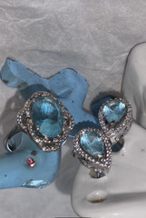 Topaz Teardrop Halo Stud Earrings 925 w/ Ring