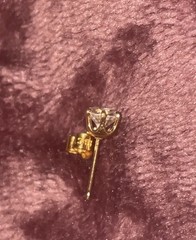 Four-prong Basket Design Vintage 18Ct 18k Yellow Gold Diamond Single Earring
