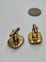 Vintage Speidel Roman Soldier Warrior Black Glass Intaglio Cufflinks Gold Tone