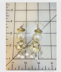 VTG Gold Tone Dangle Faux Pearls Earrings LOT 2 Pierced Lobe LIGHTWEIGHT READ 2″