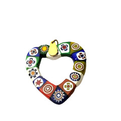 Art Glass Millefiori Open Heart Pendant Vintage