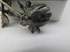 Vintage Jewel Art Sterling Silver Flower Shaped Brooch 2.5 Inches #575