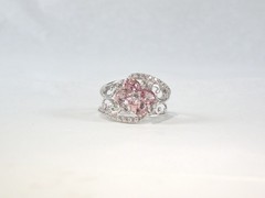 Vintage Sterling Silver 925 Peach Irradiated Morganite Statement Ring Size 6