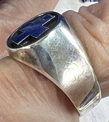 Greek Cross Sterling Silver 0.925 VINTAGE Men’s 1/2″ N to S BAND RING size 9.75