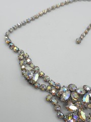 VTG Aurora Borealis Rhinestone Bib Necklace Multi Tier Choker Statement