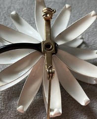 Vintage Enameled Metal Black/ White Flower Brooch 3.5 X 2 Inches