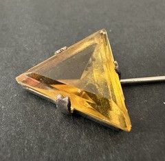 Antique Czech Citrine Color Art Deco Glass Silver Tone Jabot