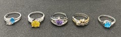 ✨Lot Of 5 Vintage To Now Beautiful Gemstone Estate Rings, All Size 5✨