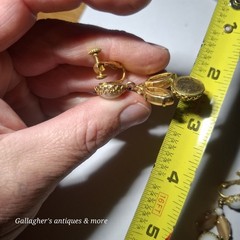 Pair of vintage white DANGLE DROP Clip on earrings maybe Trifari Or Schreiner