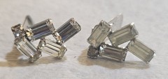 Vintage Weiss Clear Rhinestone Clip Earrings Silver Tone Baggett Signed