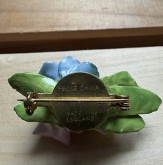 Vintage Bone China Multicolor Flower Bouquet Brooch Pin- Made in England
