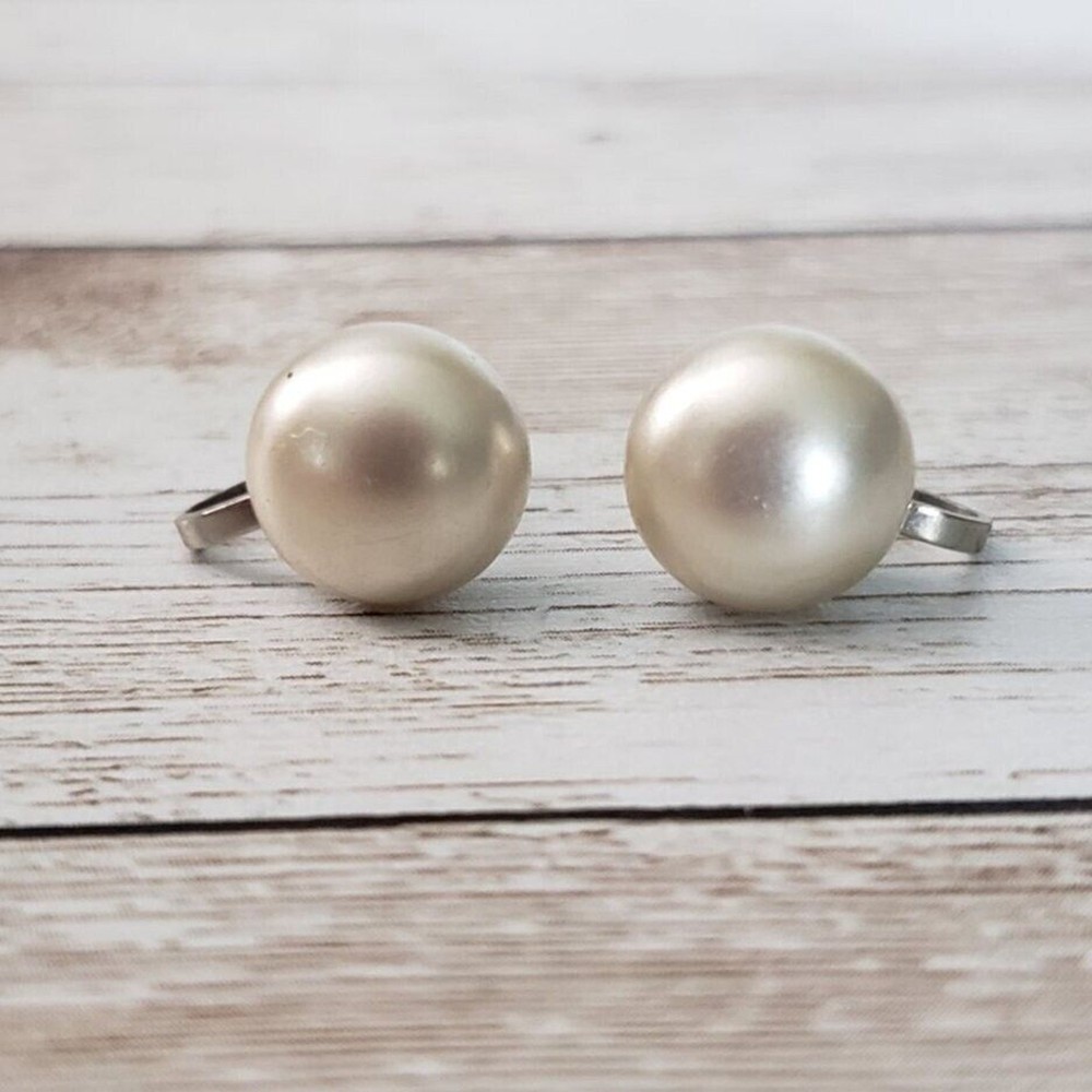 Vintage Screw On Earrings – Small & Simple Faux Pearl Style Just Under 0.5″