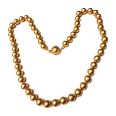 Carol Lee Vintage Gold Tone With Champagne Color Beaded Necklace