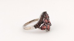 Vintage Sterling Silver Ring Garnet Cluster Pear Pavé Floral BBJ 925 Size 8