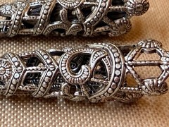 Vintage Silver Tone Filigree Chandelier Earring Drops 56mm Openwork Cone Finding