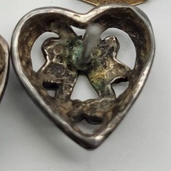 JEZLAINE Signed Sterling Silver 925 Openwork Scroll Heart Stud earrings Bride