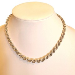 Vtg Sterling Graduated Rope Twist necklace 16.5″ 20.5 gm Italy