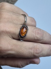 Baltic Amber 925 Ring Vintage Silver Artisan Estate 6.5