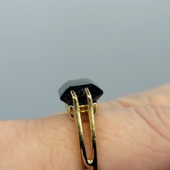 Vtg Sz 6 Ring Lg Blue Cubic Zirconia 18KGE Gold Electroplated Jewelry StyL2