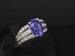 Estate 2.75ct Tanzanite & 0.43ct Diamond Fancy Platinum Ring Size 8