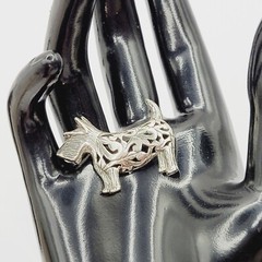 Scottie Dog Scottish Terrier Jezlaine Sterling 925 Filigree Metal Vtg Brooch Pin