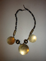 Brass / Metal & Beads Necklace Brass, Silver tone and Copper 18″