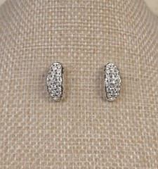 Swarovski Crystal Signed Swan Logo Necklace And Earrings Pave Crystal 16.5″