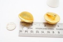 Vintage Clip On Earrings Gold Tone Mesh