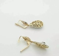 Art Deco Style Lab-Created Diamond Engagement Wedding 14K Yellow Gold FN Earring