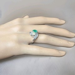 2.28ct. Platinum Vintage Art Deco Natural Emerald Diamond Toi Et Moi Ring GIA