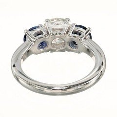 Peter Suchy GIA 1.50 Carat Diamond Sapphire Platinum Three-Stone Engagement Ring