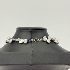 Freshwater Keshi Pearl OP Signed Sterling Silver Lavender Purple 16″ Necklace