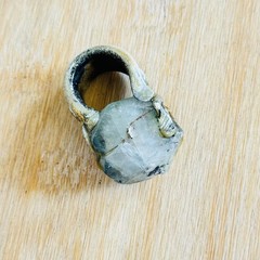 Brutalist Modernist Brutalist Quartz Cocktail Ring Statement Sz6 MCM 70s OOAK