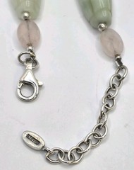 Vintage Barse Sterling 24 Inch And Gemstone Beaded Necklace Rose Quarts MOP Gem