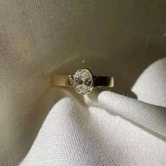 2.00Ct Oval Cut Bezel Set Lab Created Diamond 14K Yellow Gold FN Engagement Ring