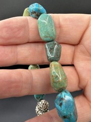 Vintage Whitney Kelly Turquoise Stones, Sterling Silver Cage Charm Bracelet