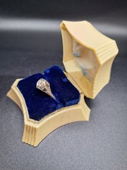 Antique Art Deco 18k White Gold Diamond Sapphire Ring Size 6
