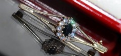 14k yellow gold 0.80ct sapphire, topaz pin brooch heated vintage 3.20gr N3810